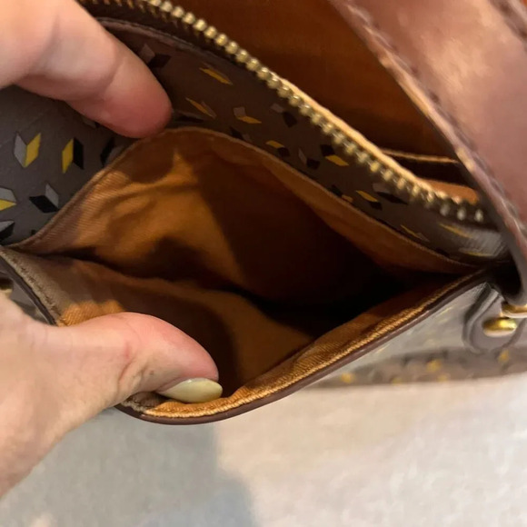 Fossil Jenna PVC Tote Bag Double Handle Key Accent Medium Zipper Shoulder Bag - Picture 10 of 16